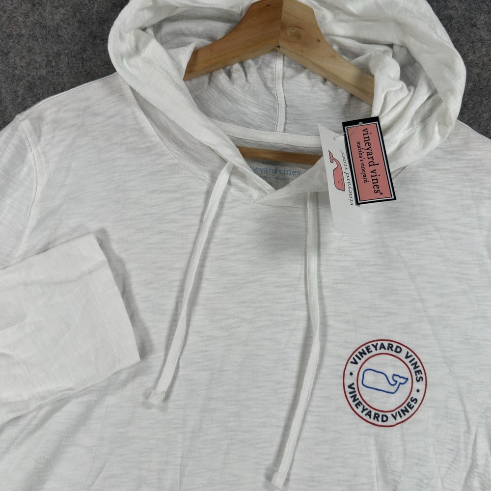 Vineyard Vines Shirt Womens XL White Hooded Long Sleeve Whale Circle Graphic Tee